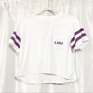 Kadyluxe LSU Super Soft White Crop Top